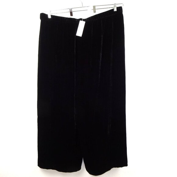 Eileen Fisher Velvet Ankle Pants Women's Plus Size 3X Black Wide Leg Silk Blend - Picture 4 of 9